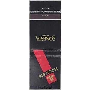Vintage Sonesta Hotels Rib Room Matchbook Cover Sonesta Reservation Service SRS